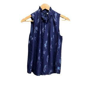 Rebecca Taylor Blue Gemini Sleeveless Met Star Women's Top Blouse Size 2
